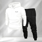 2 Pcs Men’s Fleece Printed Track Suit – White | Comfortable Casual Wear