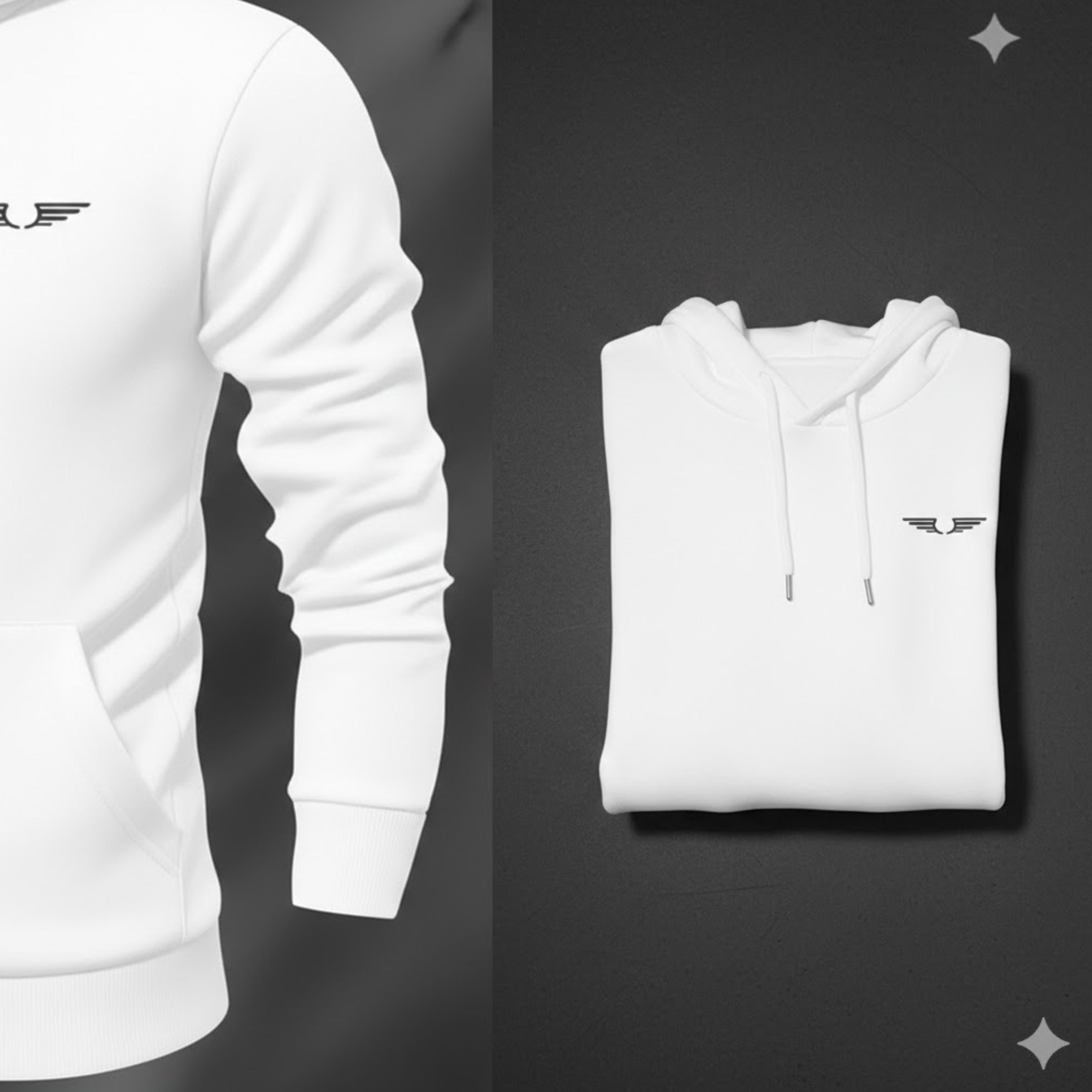 2 Pcs Men’s Fleece Printed Track Suit – White | Comfortable Casual Wear