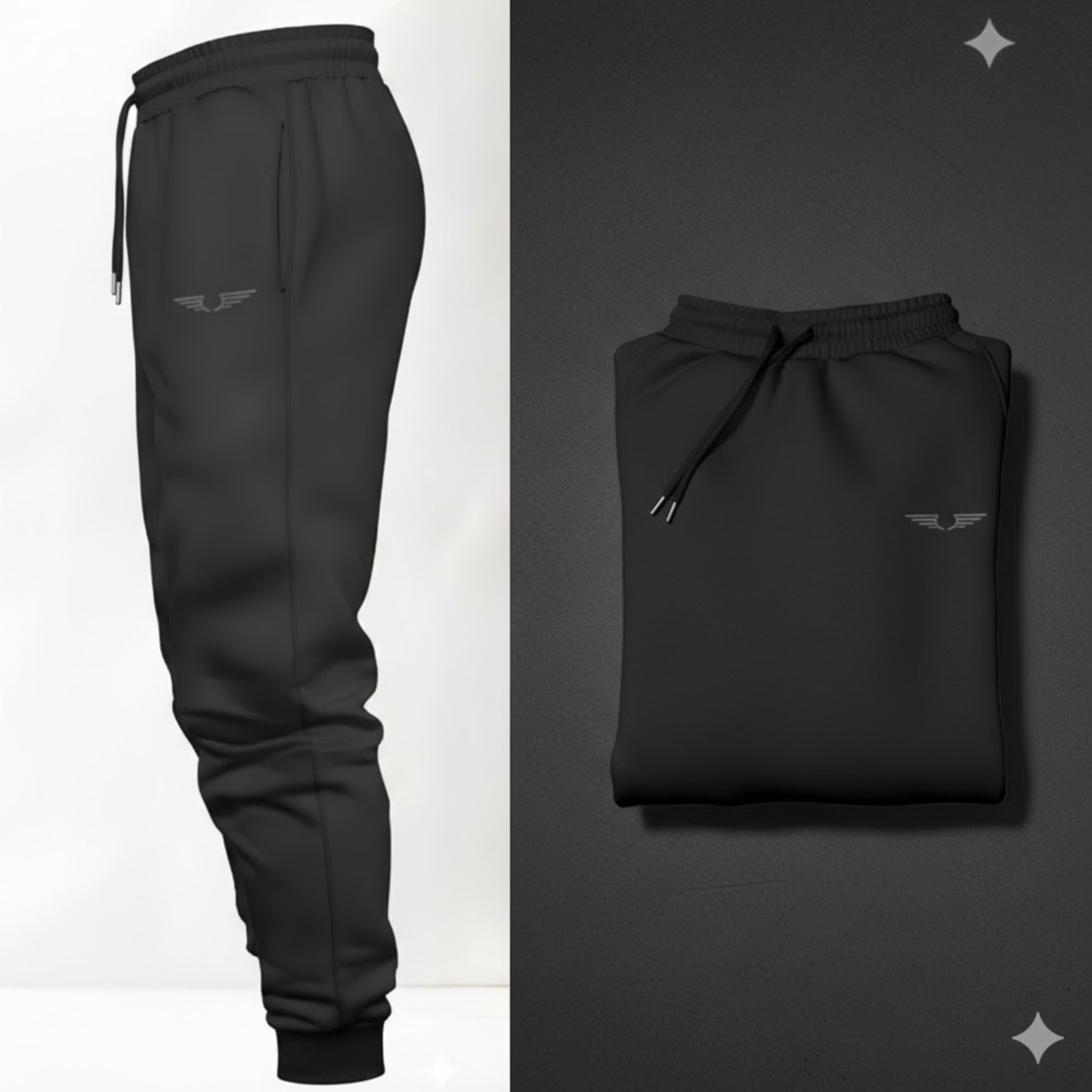 2 Pcs Men’s Fleece Printed Track Suit – White | Comfortable Casual Wear