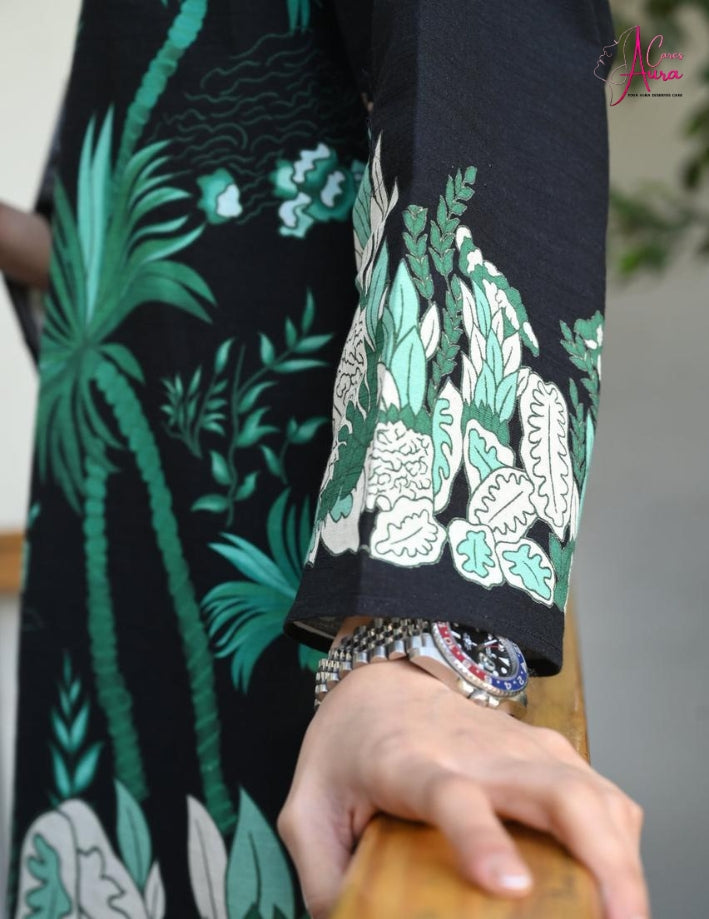 2 Pcs Women’s Stitched Printed Co-Ord Set – Black Swiss Lawn