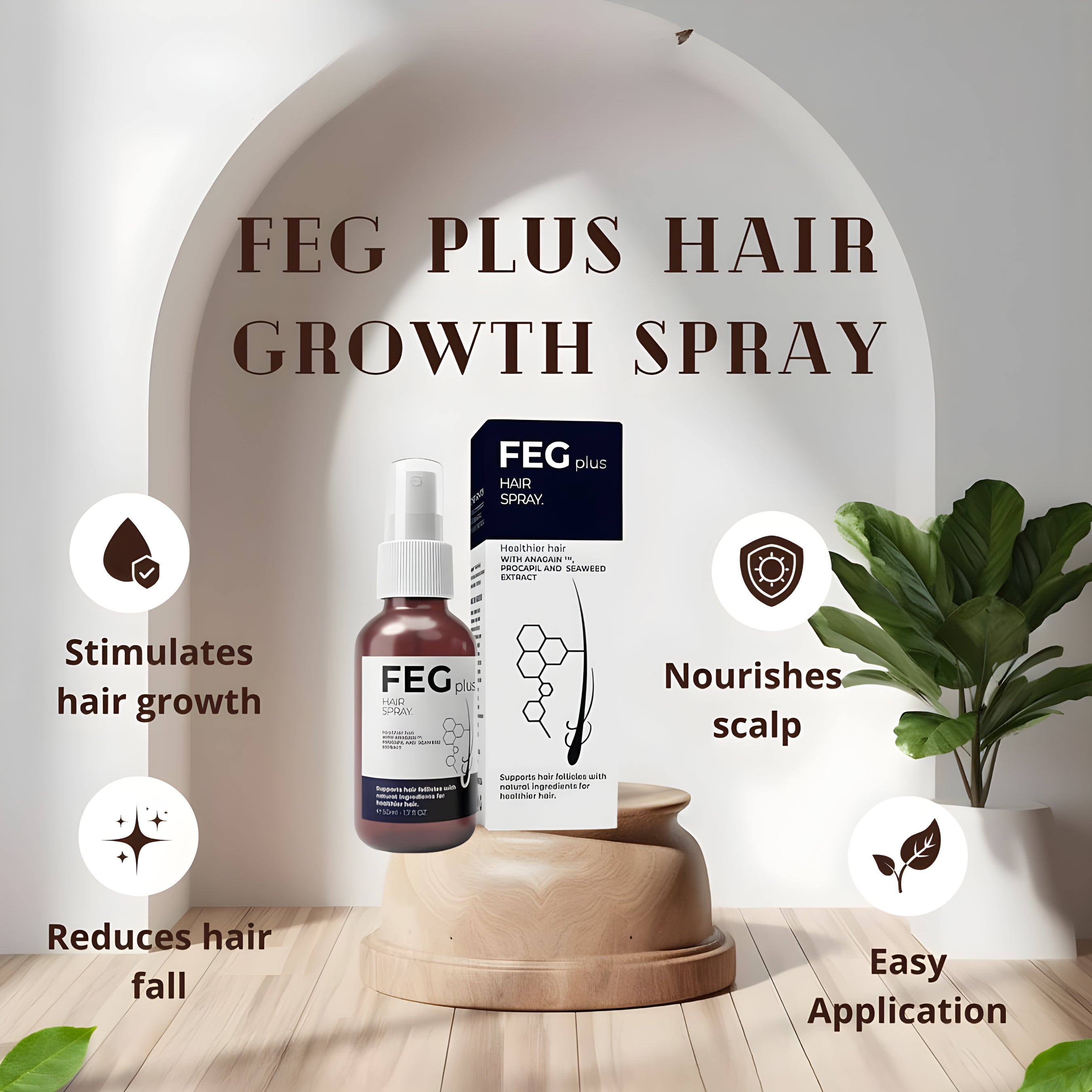 FEG Plus Hair Regrowth Spray with natural ingredients for hair regrowth