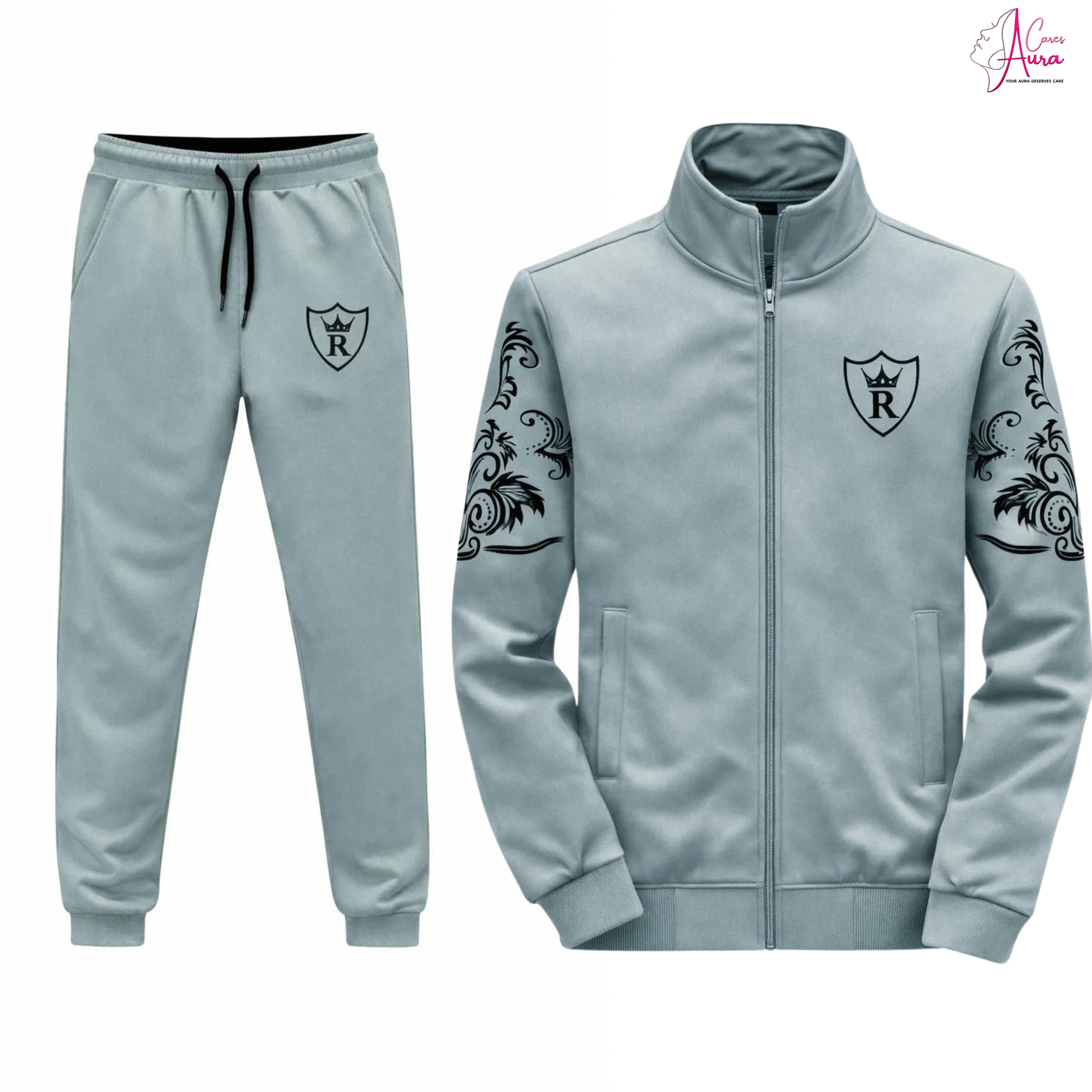 2 Pcs Men’s Fleece Printed Zipper Track Suit – Premium Comfort &amp; Streetwear Style