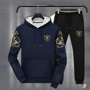 Royal Crest Printed Hoodie Track Suit – Premium Fleece 2-Pcs Set for Men