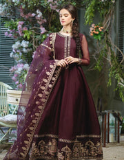 Shahi Border Heavy Embroidered Chiffon Maxi 3 Pcs – Party & Wedding Wear Designer Suit