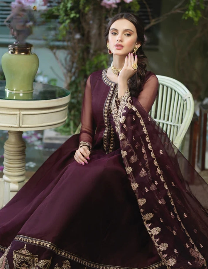 Shahi Border Heavy Embroidered Chiffon Maxi 3 Pcs – Party & Wedding Wear Designer Suit