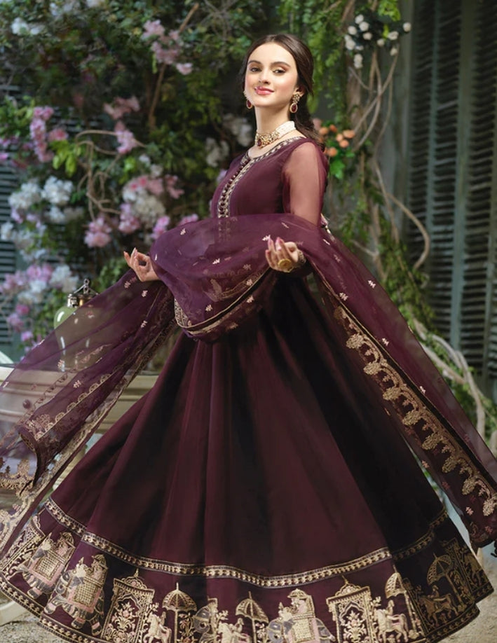 Shahi Border Heavy Embroidered Chiffon Maxi 3 Pcs – Party & Wedding Wear Designer Suit