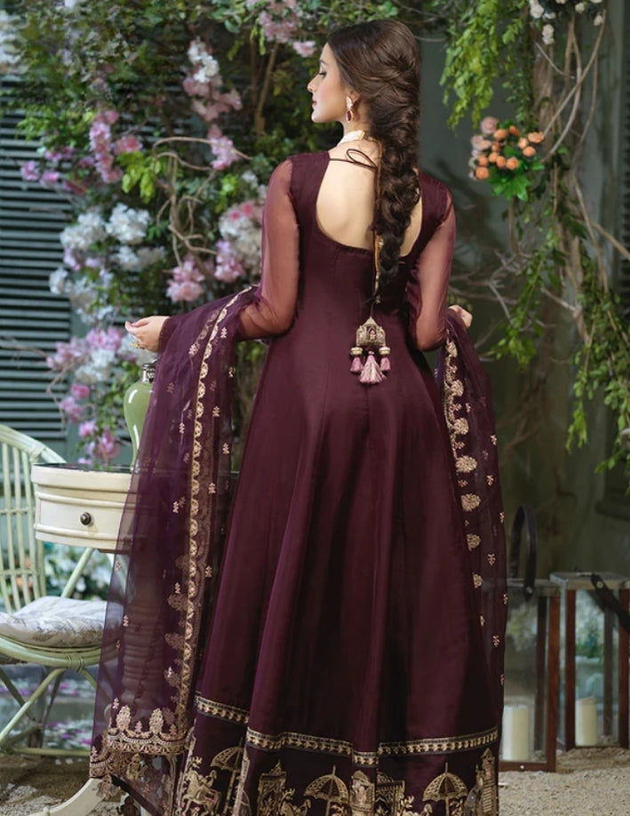 Shahi Border Heavy Embroidered Chiffon Maxi 3 Pcs – Party & Wedding Wear Designer Suit