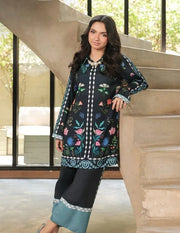 2 Pcs Women’s Swiss Lawn Printed Co-Ord Set – Blue Casual Wear